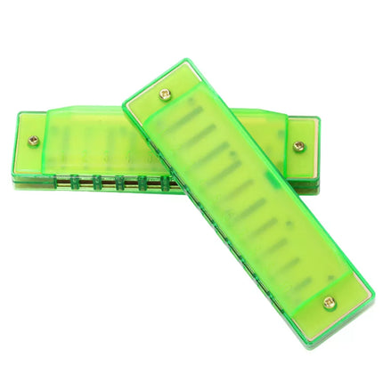 Žalia 10 skylių lūpinė armonikėlė vaikams ir pradedantiesiems