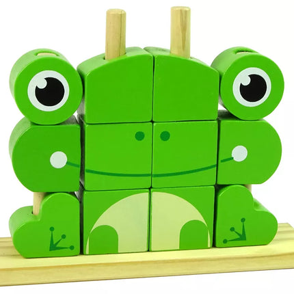 Medinės varlės formos kaladėlės