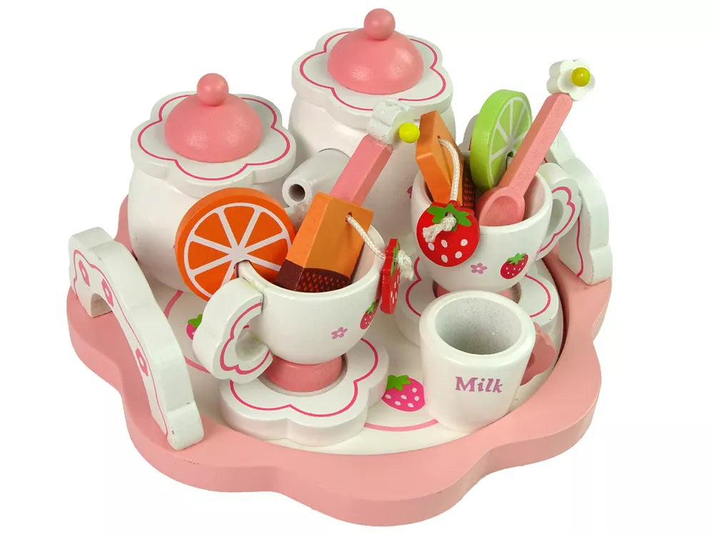 Medinis rožinis arbatos rinkinys