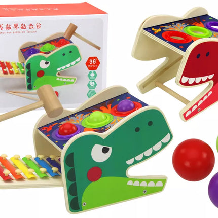 Medinis dinozauro formos ksilofonas