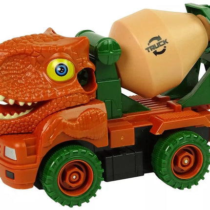 Dinozauras–betono maišytuvas su atsuktuvu – oranžinis