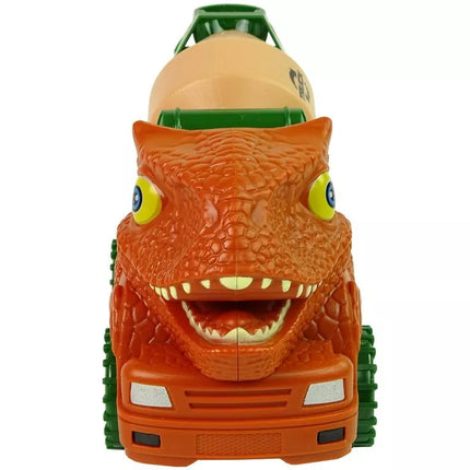 Dinozauras–betono maišytuvas su atsuktuvu – oranžinis