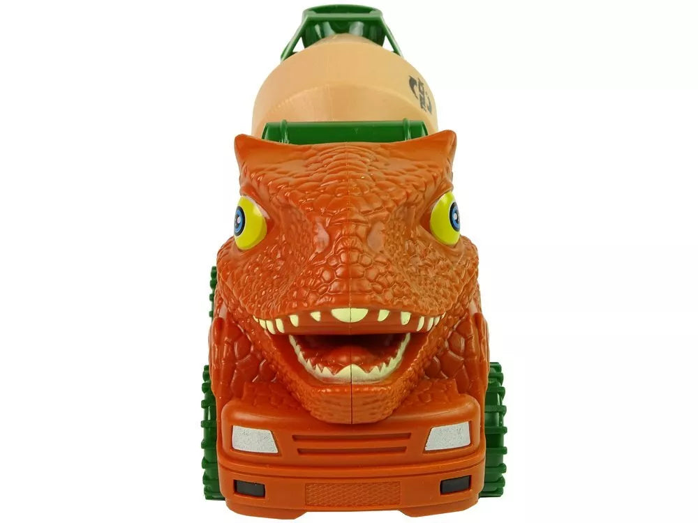 Dinozauras–betono maišytuvas su atsuktuvu – oranžinis