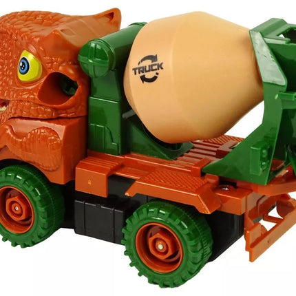 Dinozauras–betono maišytuvas su atsuktuvu – oranžinis
