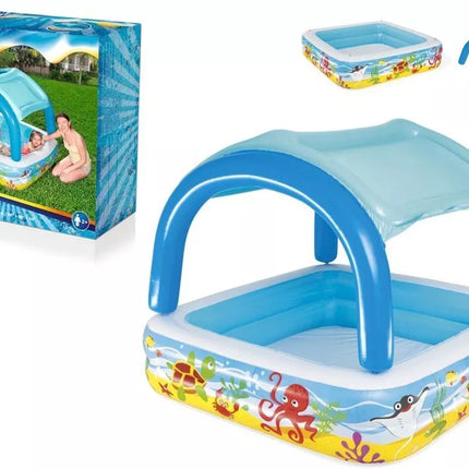 Bestway pripučiamas vaikiškas baseinas su stogeliu 140 × 140 × 114 cm