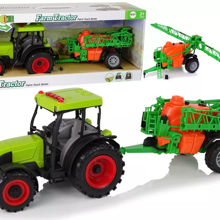 Akumuliatorinis žalias traktorius su purkštuvu