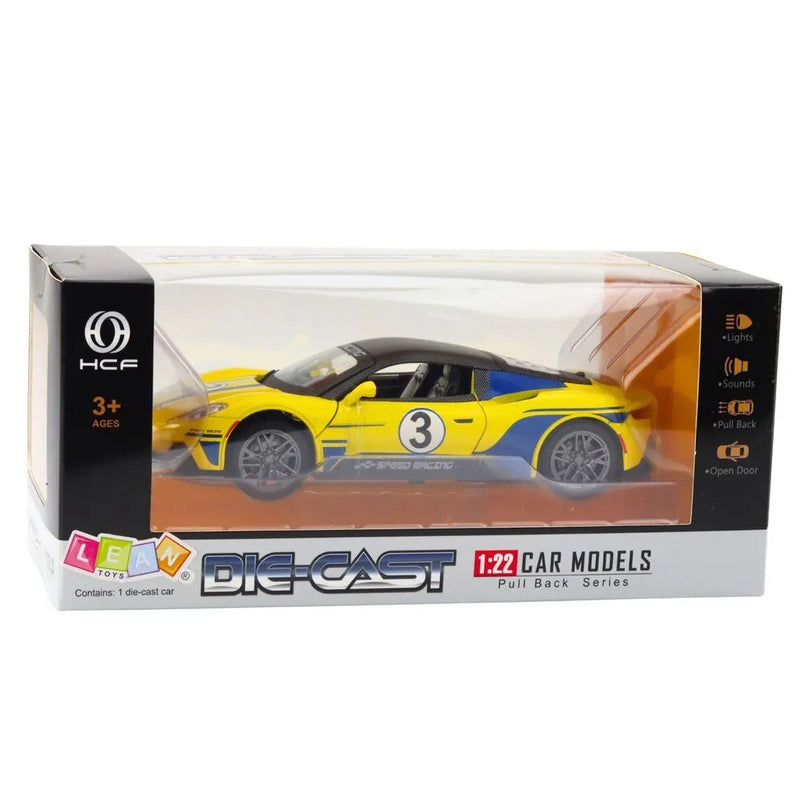 1:22 metalinis sportinis automobilis geltonas