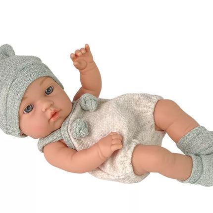 „Sweet Baby“ lėlė su megztuku ir kepuryte – žalia, 30 cm