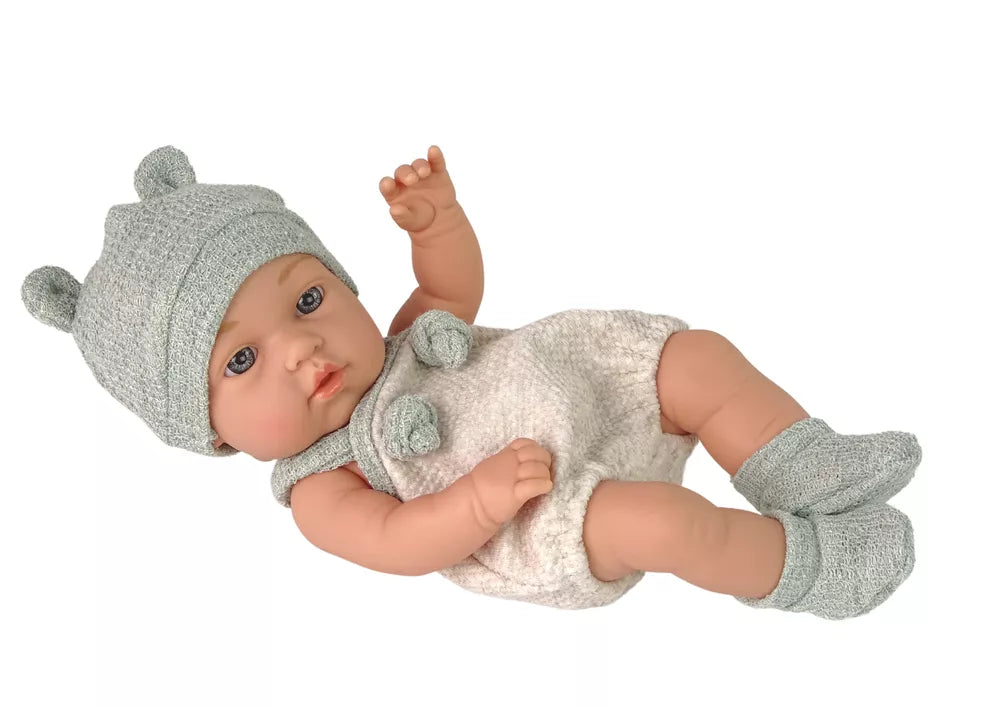 „Sweet Baby“ lėlė su megztuku ir kepuryte – žalia, 30 cm