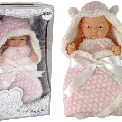 „Sweet Baby“ pupelės tipo lėlė su rožiniu kokonėliu ir kaspinėliu – 24 cm