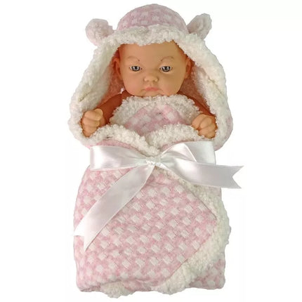 „Sweet Baby“ pupelės tipo lėlė su rožiniu kokonėliu ir kaspinėliu – 24 cm