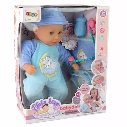 „Sweet Baby“ lėlė su garsais, čiulptuku ir mėlyna pižama – 38 cm