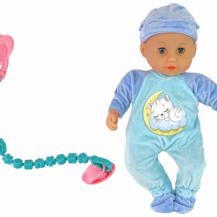 „Sweet Baby“ lėlė su garsais, čiulptuku ir mėlyna pižama – 38 cm