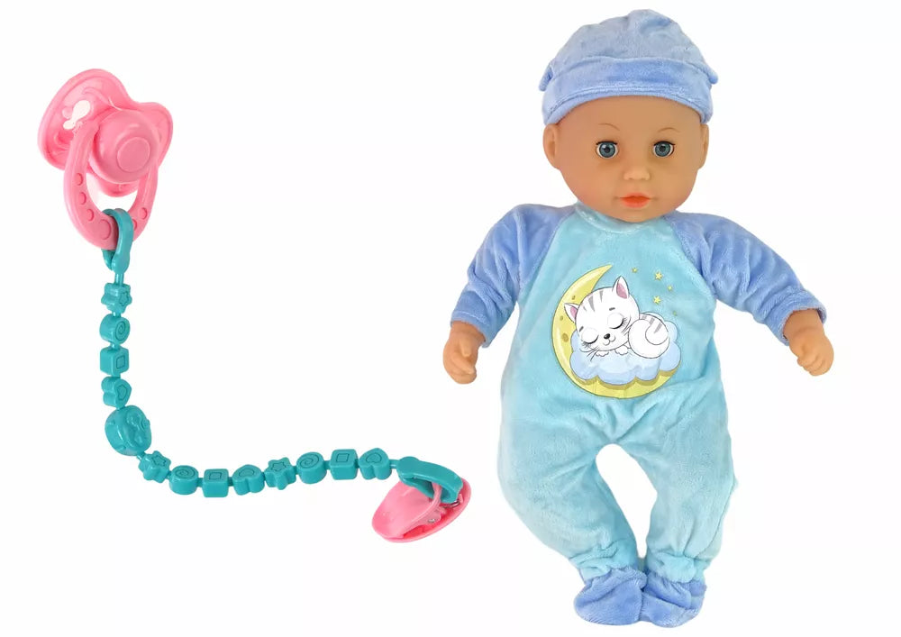 „Sweet Baby“ lėlė su garsais, čiulptuku ir mėlyna pižama – 38 cm