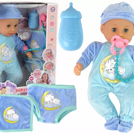 „Sweet Baby“ lėlė su garsais, čiulptuku ir mėlyna pižama – 38 cm