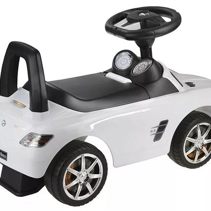 Mercedes-Benz SLS AMG White – vaikiška stumiama paspiriama mašinėlė (balta)