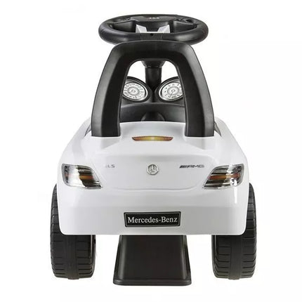 Mercedes-Benz SLS AMG White – vaikiška stumiama paspiriama mašinėlė (balta)