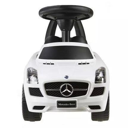 Mercedes-Benz SLS AMG White – vaikiška stumiama paspiriama mašinėlė (balta)
