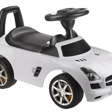 Mercedes-Benz SLS AMG White – vaikiška stumiama paspiriama mašinėlė (balta)