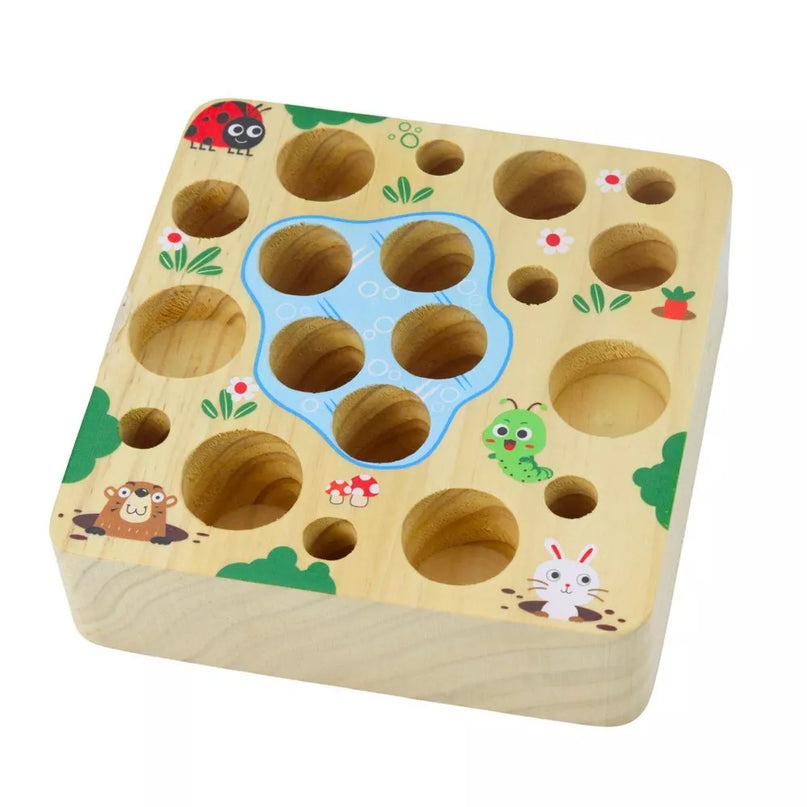 Medinis „Carrots Game“ žaidimas su magnetine kirmėlyte ir meškere