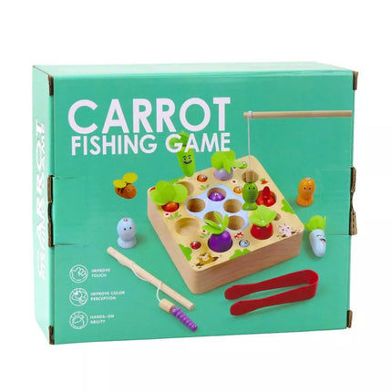 Medinis „Carrots Game“ žaidimas su magnetine kirmėlyte ir meškere