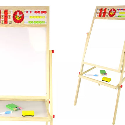 Medinė edukacinė 2in1 lenta: magnetinė + kreidinė su priedais