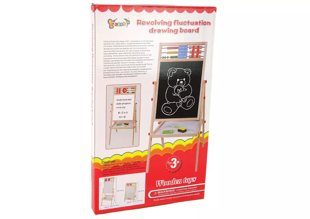 Medinė edukacinė 2in1 lenta: magnetinė + kreidinė su priedais
