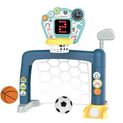3in1 sportinių žaidimų rinkinys mažyliams: golfas, krepšinis ir futbolas viename!
