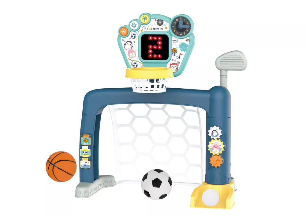 3in1 sportinių žaidimų rinkinys mažyliams: golfas, krepšinis ir futbolas viename!