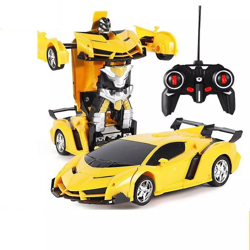Nuotoliniu būdu valdomas Auto Robot Transformeris 2in1 – geltonas