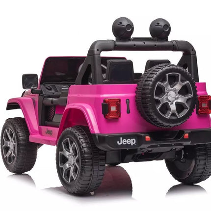 Elektrinis vaikiškas automobilis Jeep Wrangler Rubicon DK-JWR555 rožinės spalvos