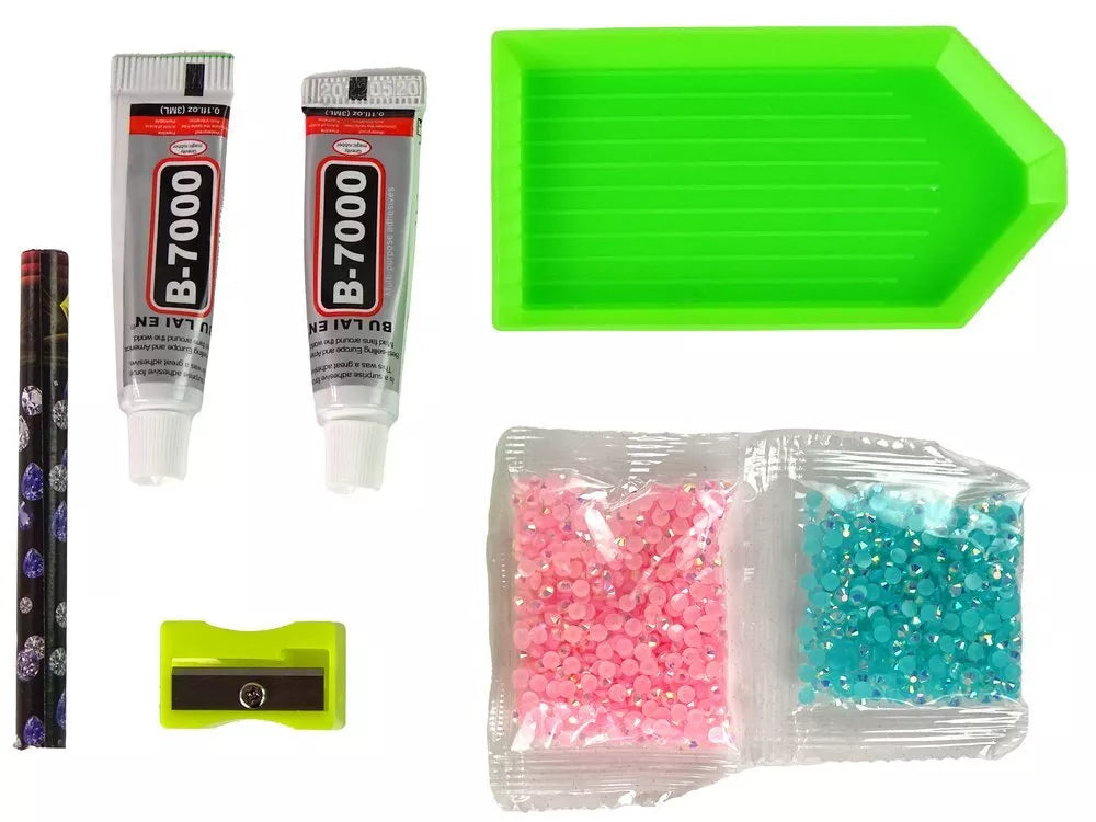 3D kristalų raktų pakabukas Rožinis elniukas