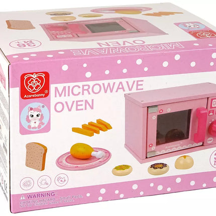 Medinė rožinė mikrobangų krosnelė