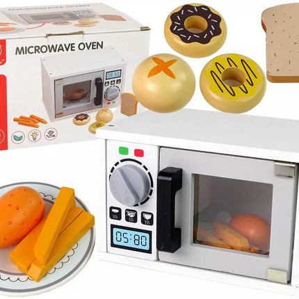 Medinė mikrobangų krosnelė su maisto rinkinuku