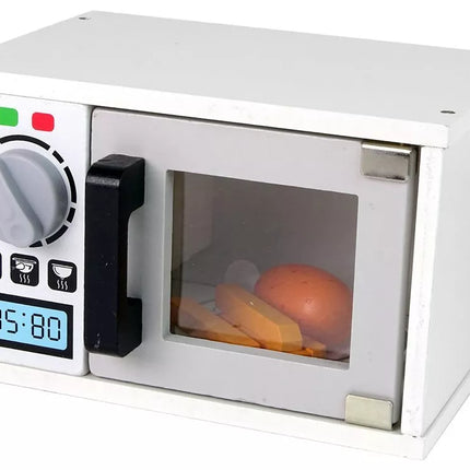 Medinė mikrobangų krosnelė su maisto rinkinuku
