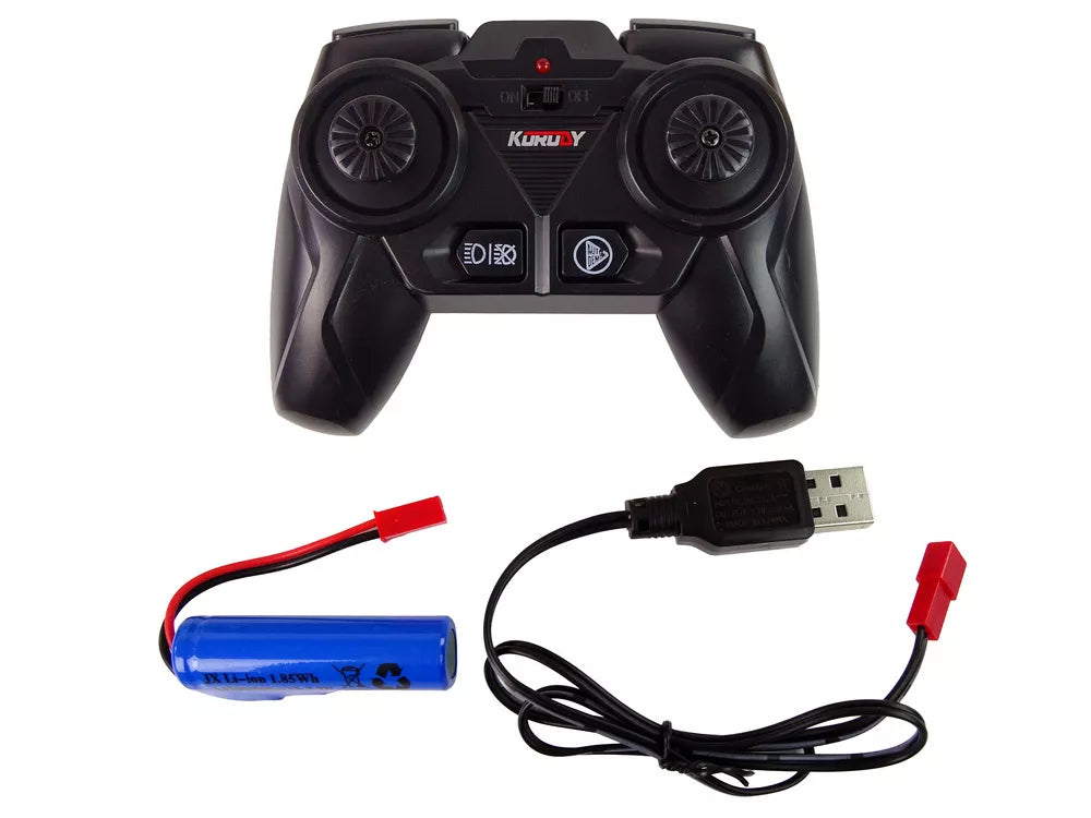 Mėlynas traktorius su presu