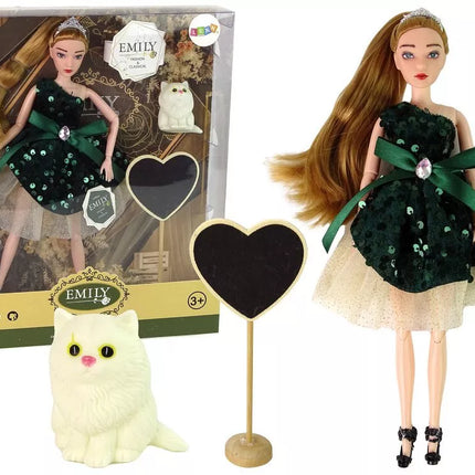 Lėlė emilija su kačiuku ir širdimi