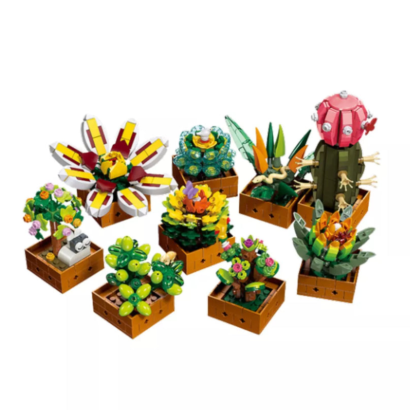 Statybiniai blokeliai gėlės vazonėlyje