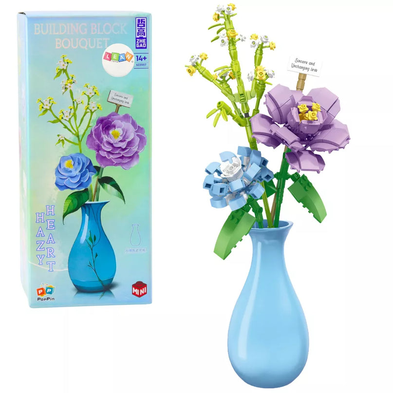 Statybiniai blokeliai gėlių puokštė vazoje