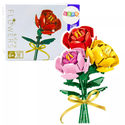 Statybinių blokelių rinkinys su rožėmis