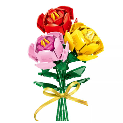 Statybinių blokelių rinkinys su rožėmis