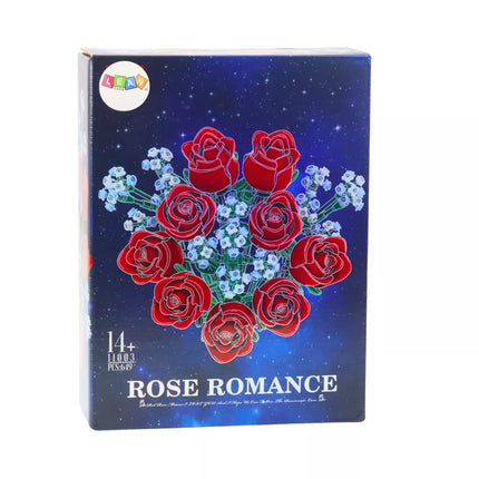 Statybiniai blokeliai raudonų rožių puokštė