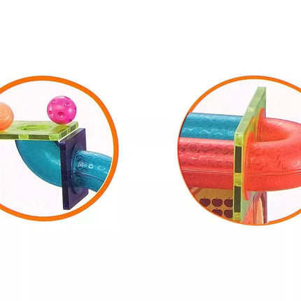 Magnetinės 3D kaladėlės su kamuoliukų trasa