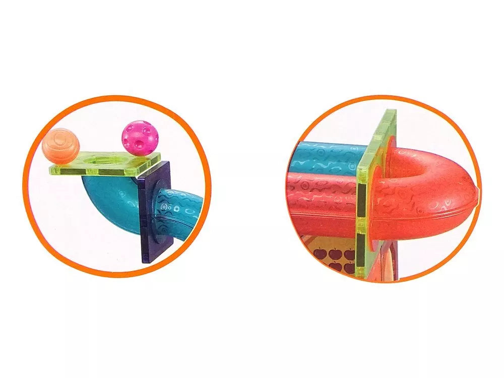 Magnetinės 3D kaladėlės su kamuoliukų trasa