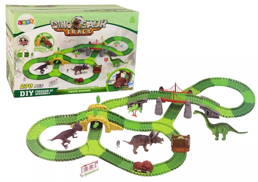 Dinozaurų trasa su aksesuarais 270 dalių