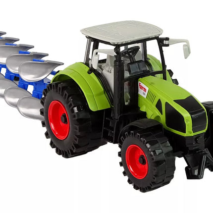 Traktorius su frikcine pavara ir plūgu