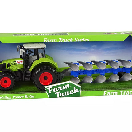 Traktorius su frikcine pavara ir plūgu