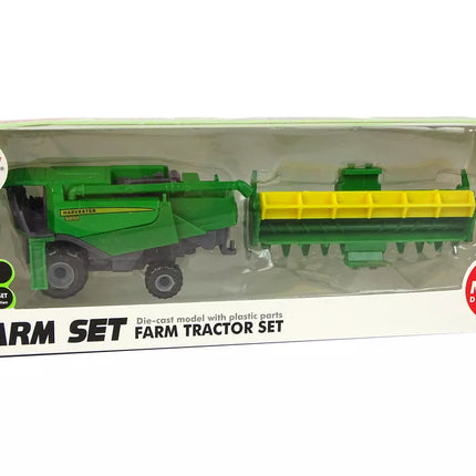 Žalias kombainas su sėjamąja