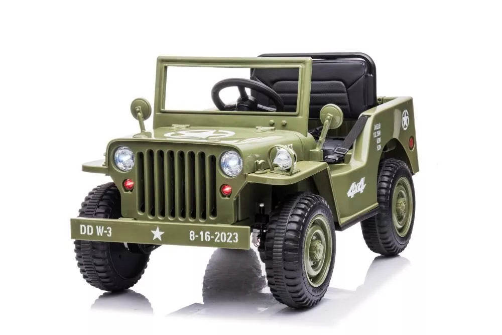 JH‑103 Olive Green elektrinis visureigis vaikams – 4×4, 12V, EVA ratai