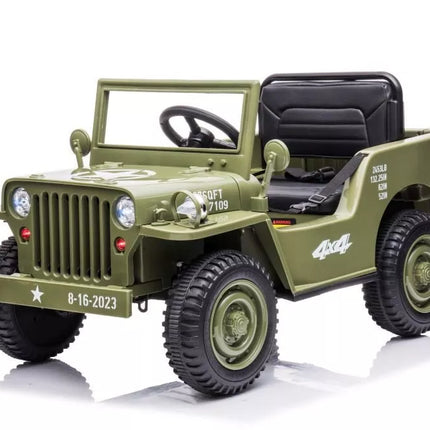JH‑103 Olive Green elektrinis visureigis vaikams – 4×4, 12V, EVA ratai
